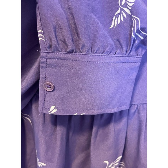 Wilfred Aritzia •XXS• Crane Bird Print Silk Crepe Blouse Top Keyhole Back $110 - Picture 7 of 10